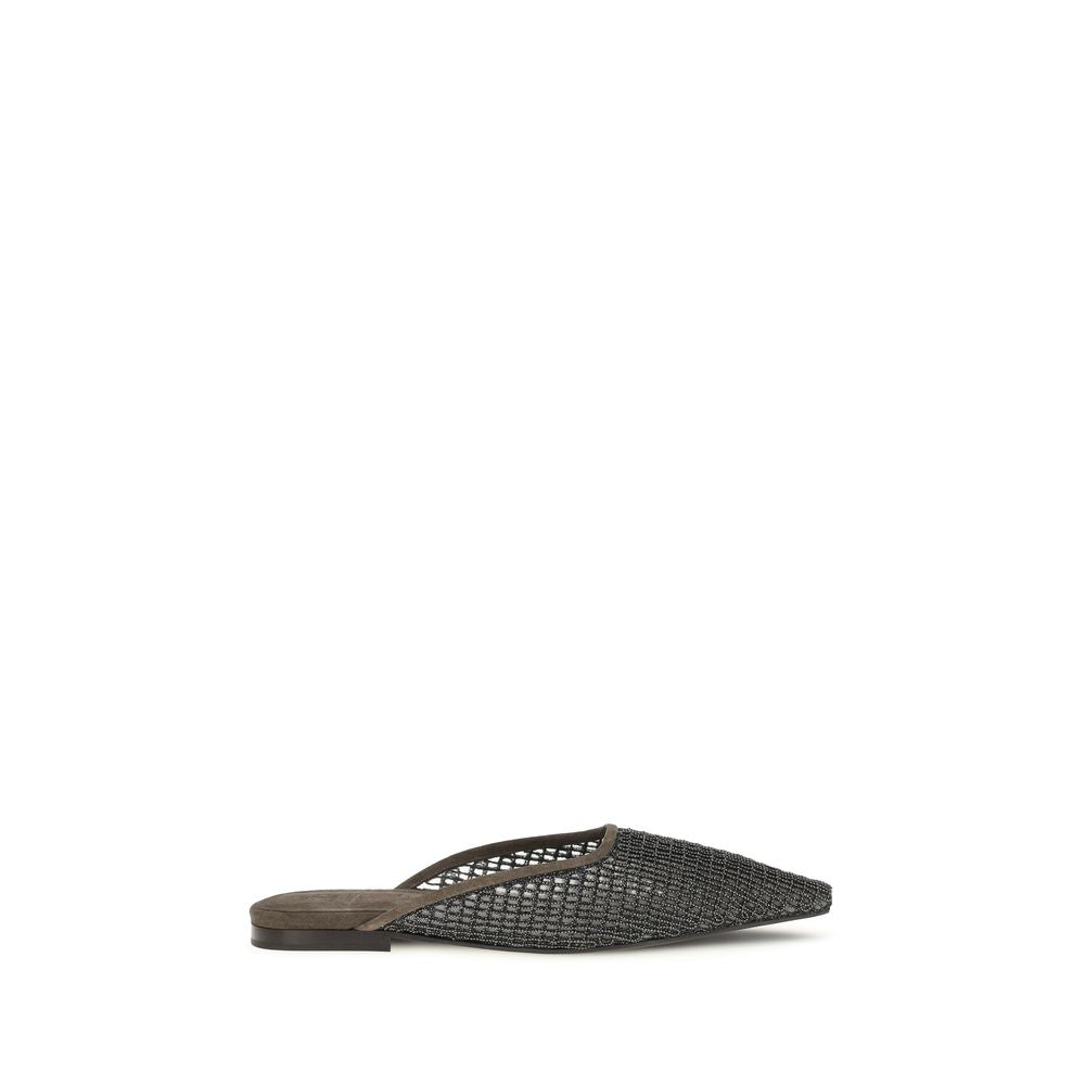 Brunello Cucinelli Brown Calf Leather Bos Taurus Ballet Flats