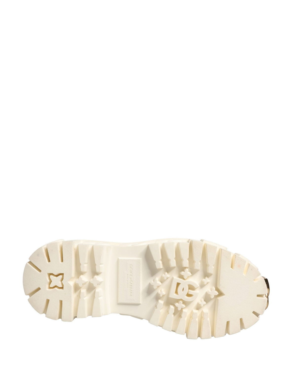 Dolce & Gabbana White Leather Rubber Logo Ankle Boots Shoes