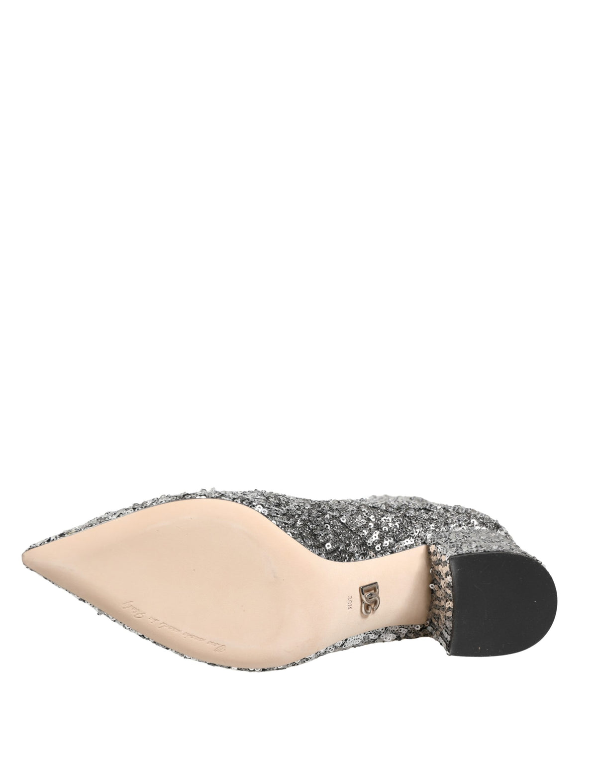 Dolce & Gabbana Silver Sequined Short Boots Stretch Shoes for Women