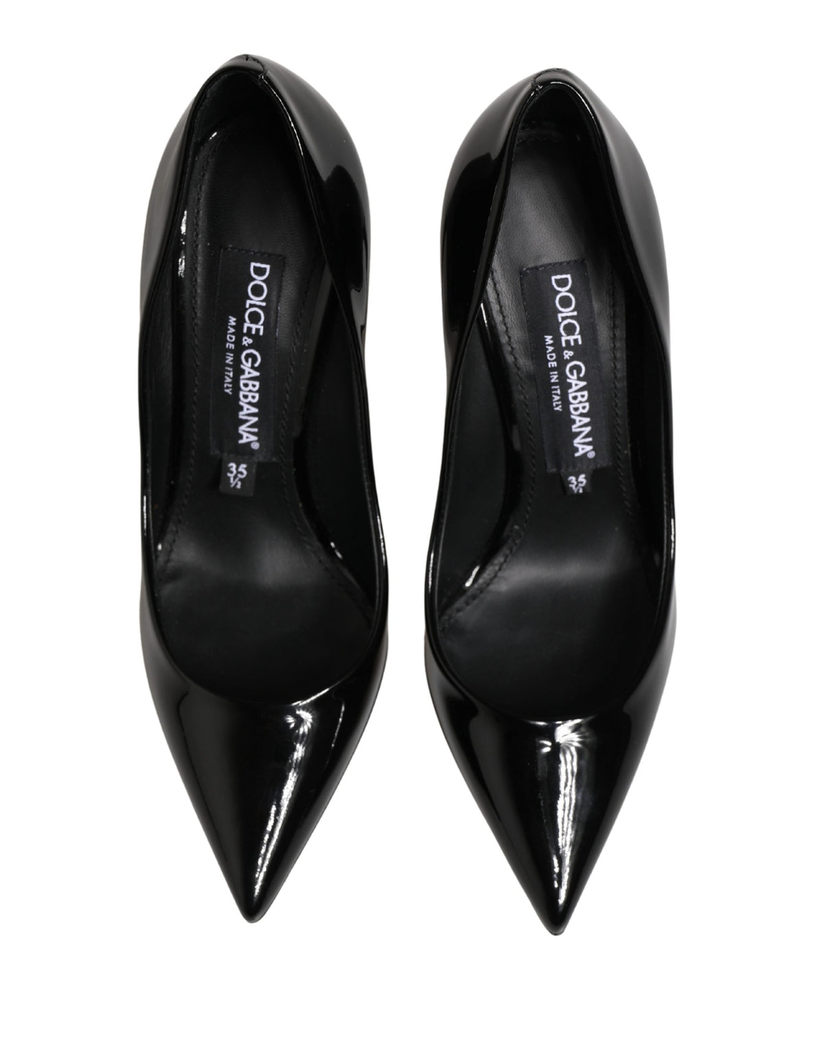 Dolce & Gabbana Black Calf Leather Stiletto Heels Pumps Shoes