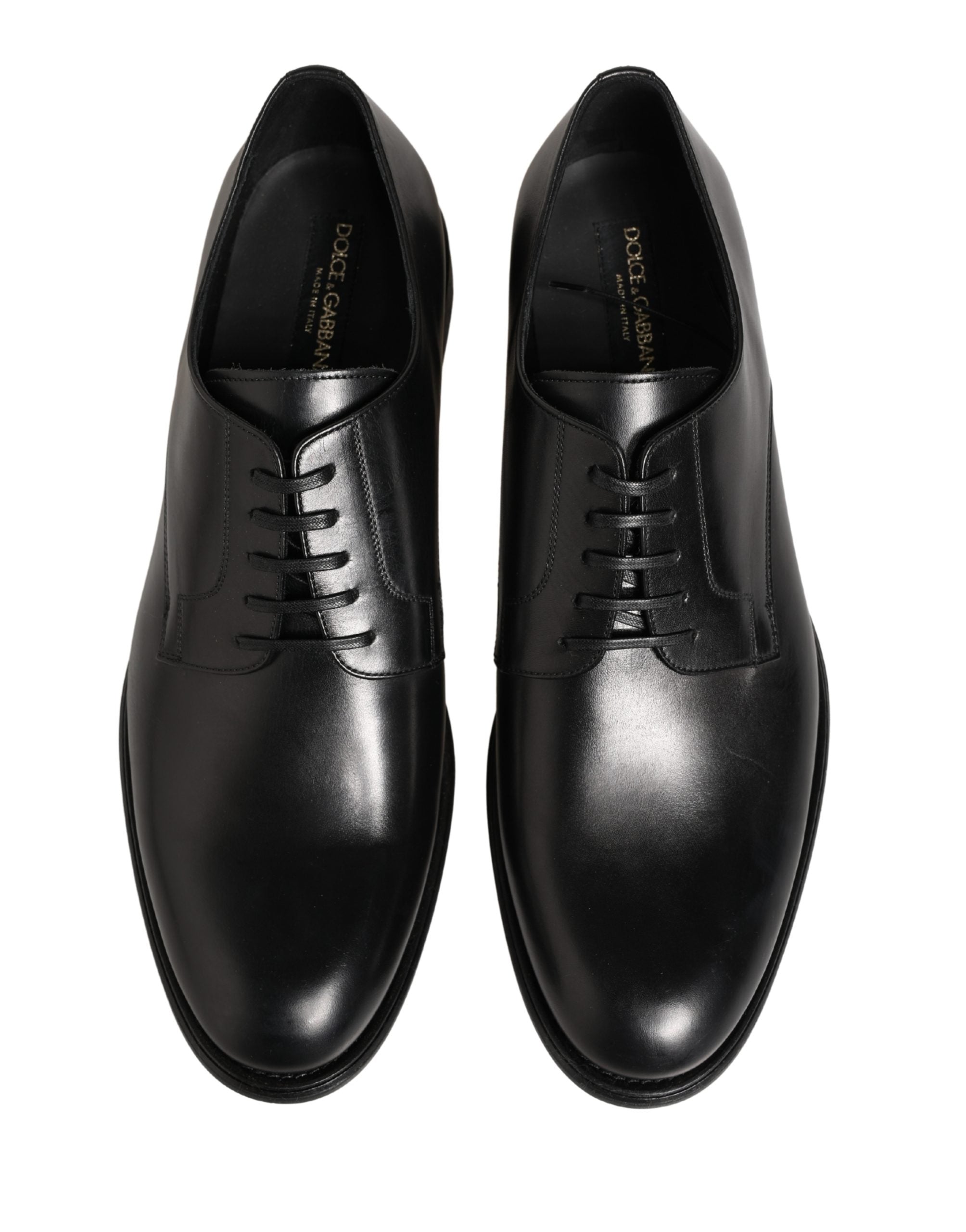 Dolce & Gabbana Black Calfskin Leather Derby Men Dress Shoes