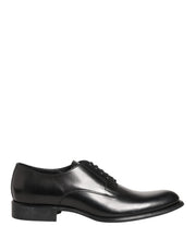 Dolce & Gabbana Black Calfskin Leather Derby Men Dress Shoes