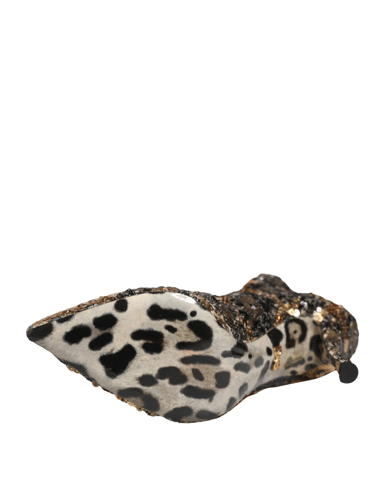 Dolce & Gabbana Gold Leopard Sequin Sock Ankle Boots Shoes for Women