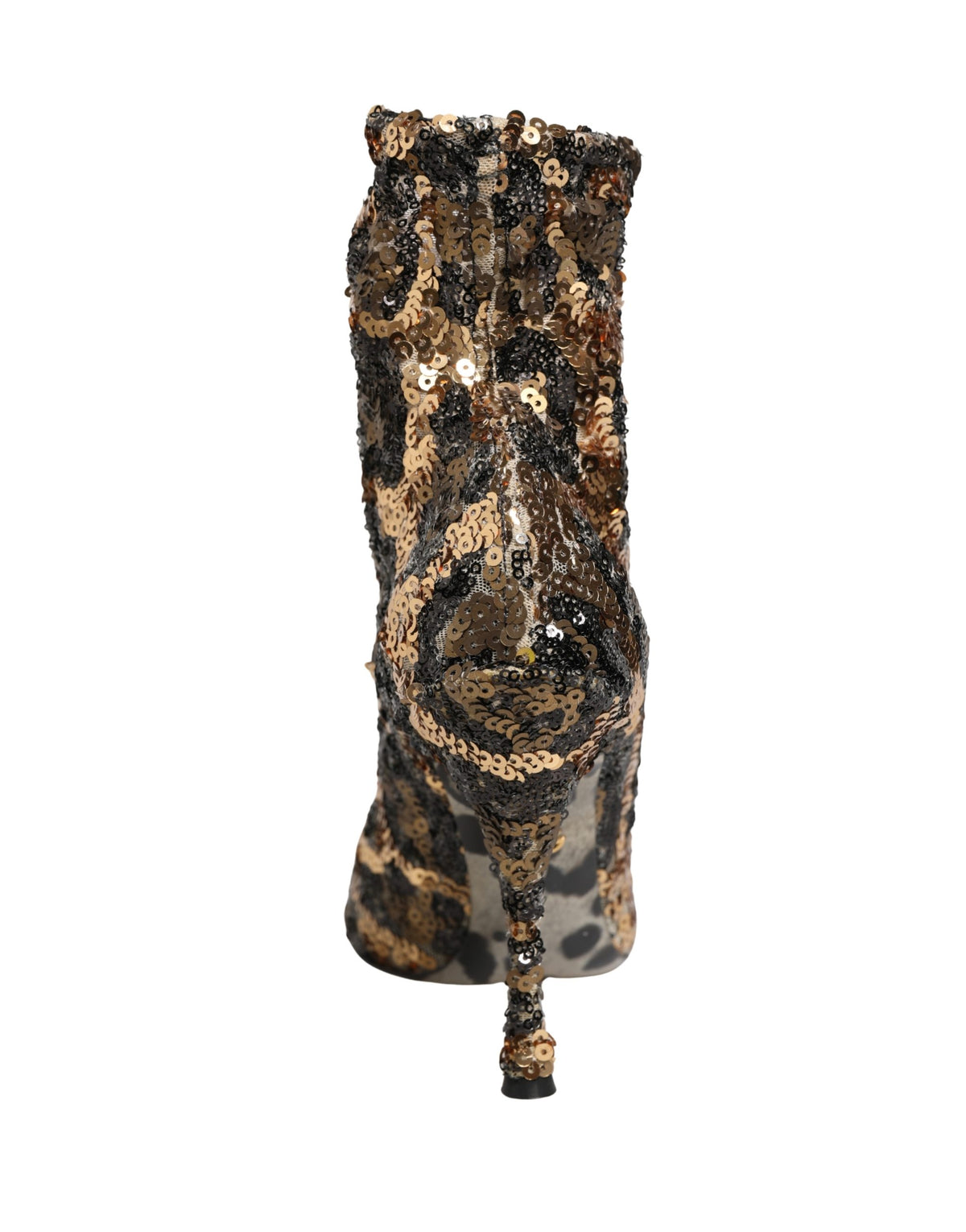 Dolce & Gabbana Gold Leopard Sequin Sock Ankle Boots Shoes for Women