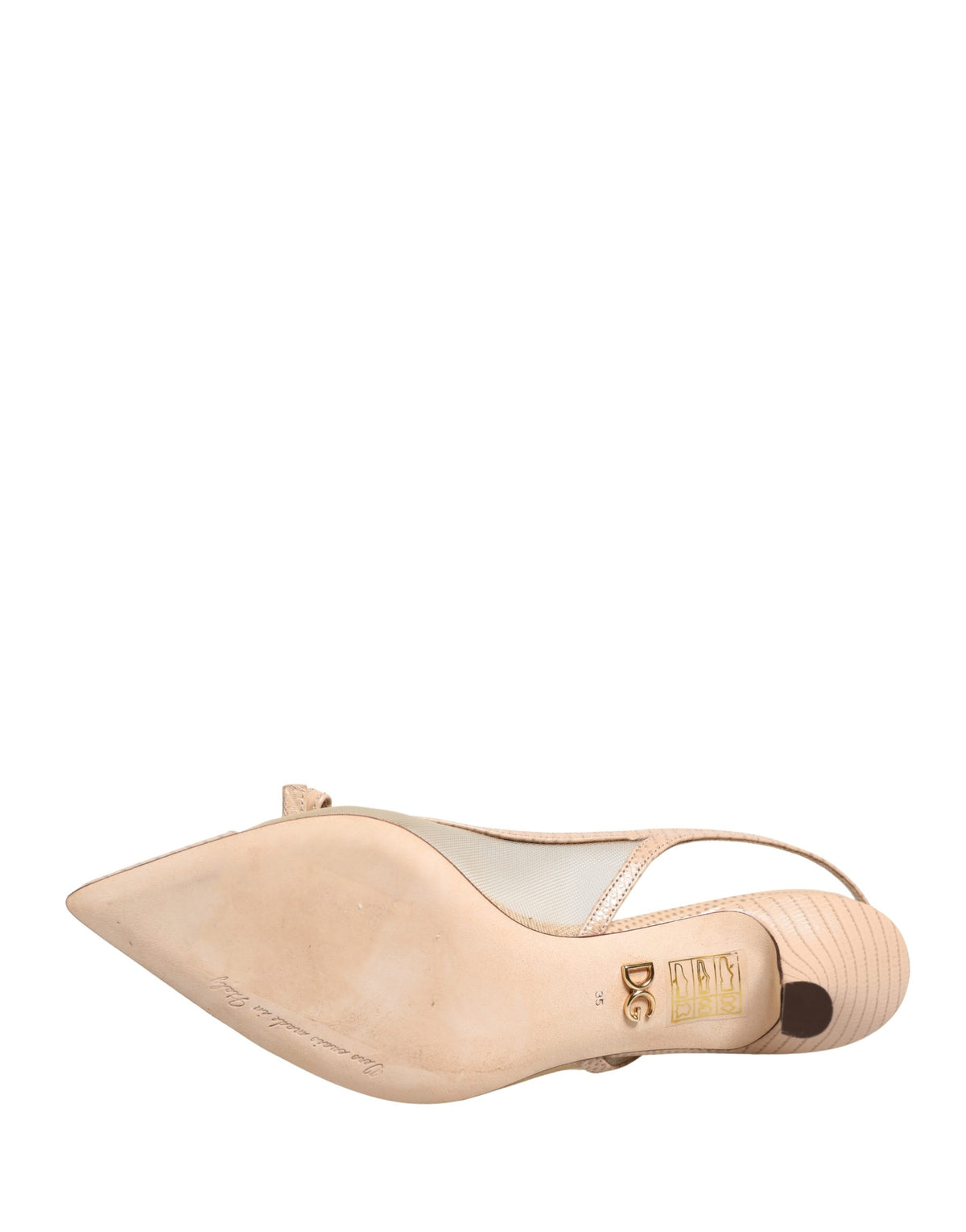 Dolce & Gabbana Beige Lori Mesh Leather Slingback Sandals Shoes