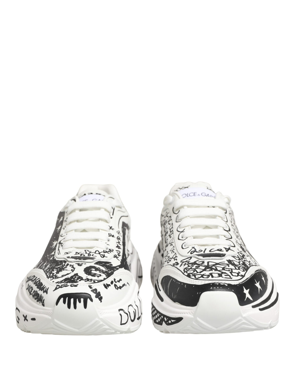 Dolce & Gabbana White Daymaster Graffiti Low Top Sneakers Shoes