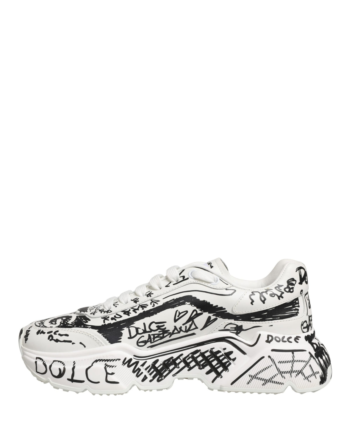 Dolce & Gabbana White Daymaster Graffiti Low Top Sneakers Shoes