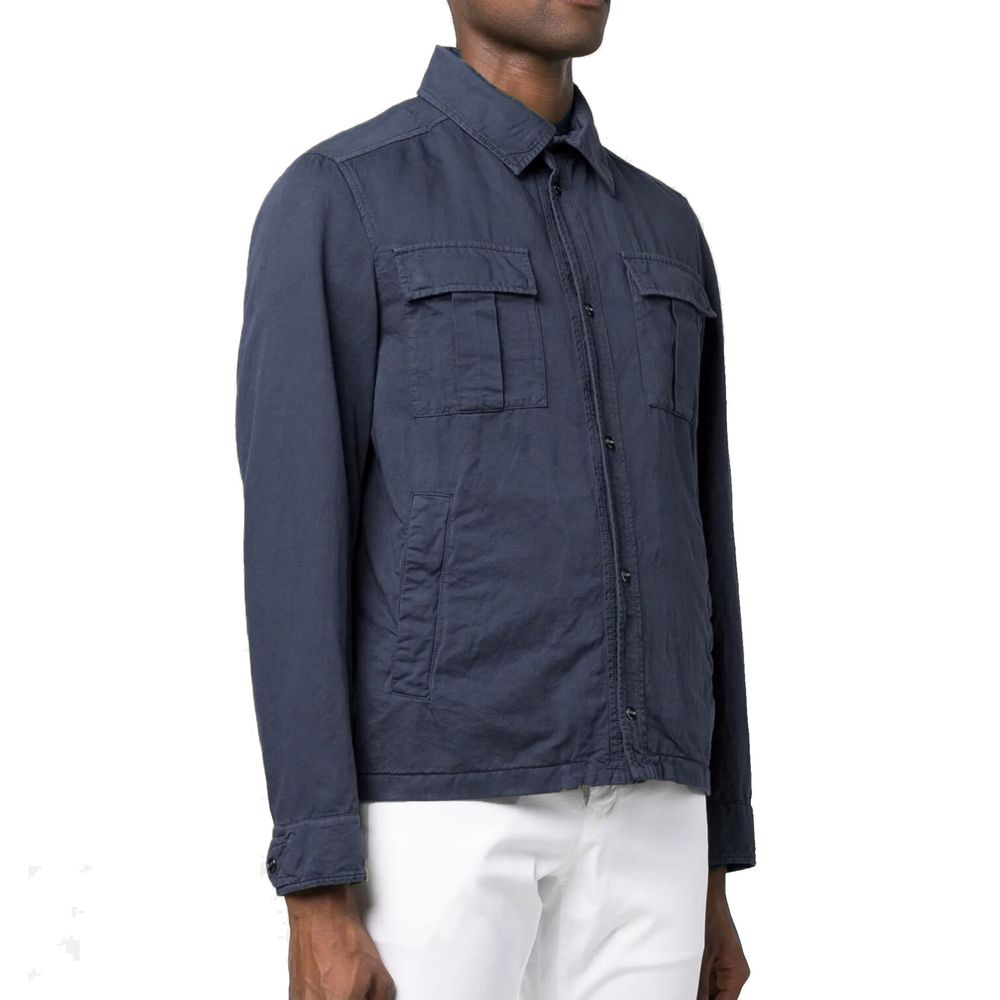 Herno Blue Cotton Shell Jacket