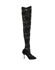 Dolce & Gabbana Black Taormina Lace Socks Boots Pumps Shoes for Women