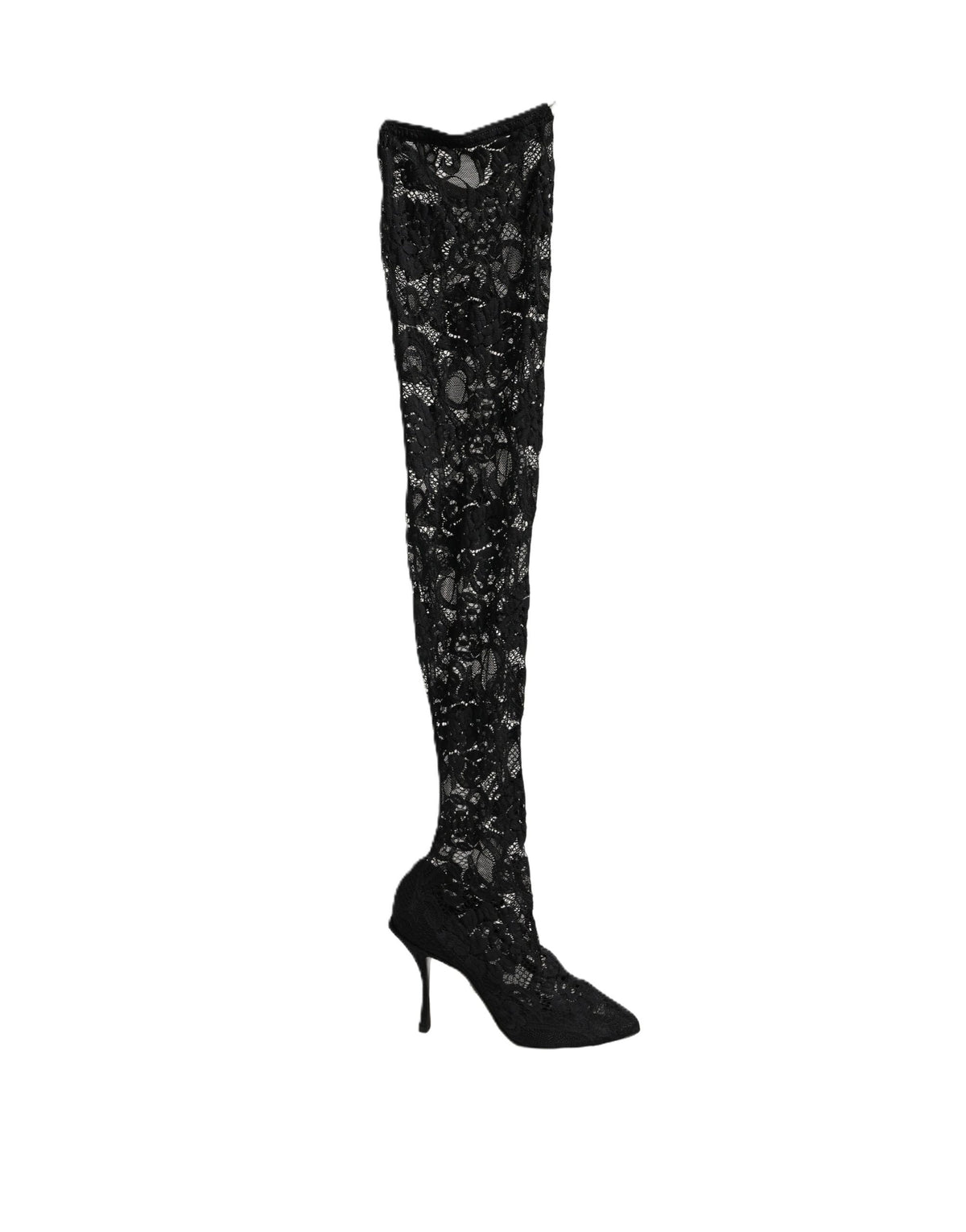Dolce & Gabbana Black Taormina Lace Socks Boots Pumps Shoes for Women
