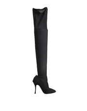 Dolce & Gabbana Black Stretch Socks Knee High Boots Shoes