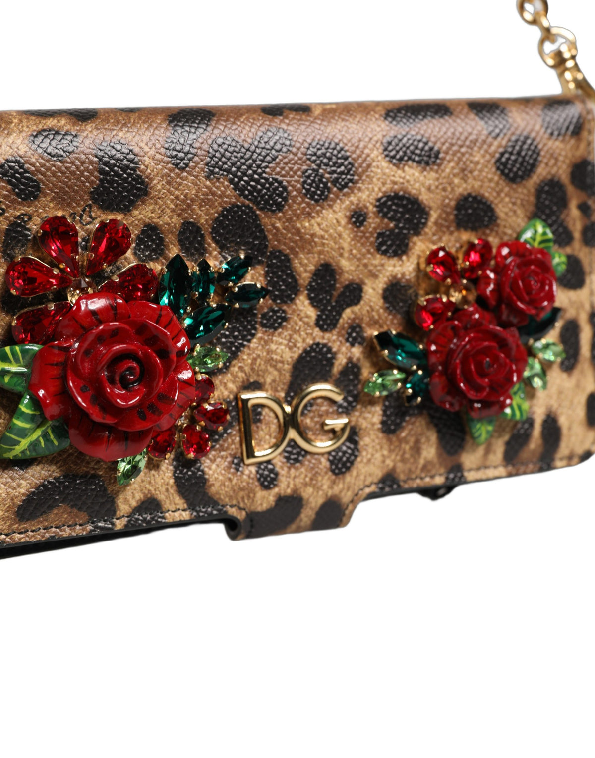 Dolce & Gabbana Flip Cover Brown Leopard Crystal iPhone X - XS Case for Women
