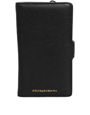 Dolce & Gabbana Case Flip Cover Black Calf Leather iPhone11 PRO Phone for Women
