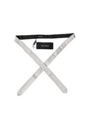 Dolce & Gabbana White Black Patterned Silk Adjustable Men Necktie Tie
