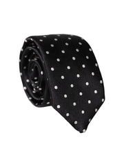 Dolce & Gabbana Black White Polka Dots Silk Adjustable Men Necktie Tie