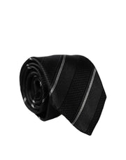 Dolce & Gabbana Dark Gray White Stripes 100% Silk Adjustable Men Necktie Tie