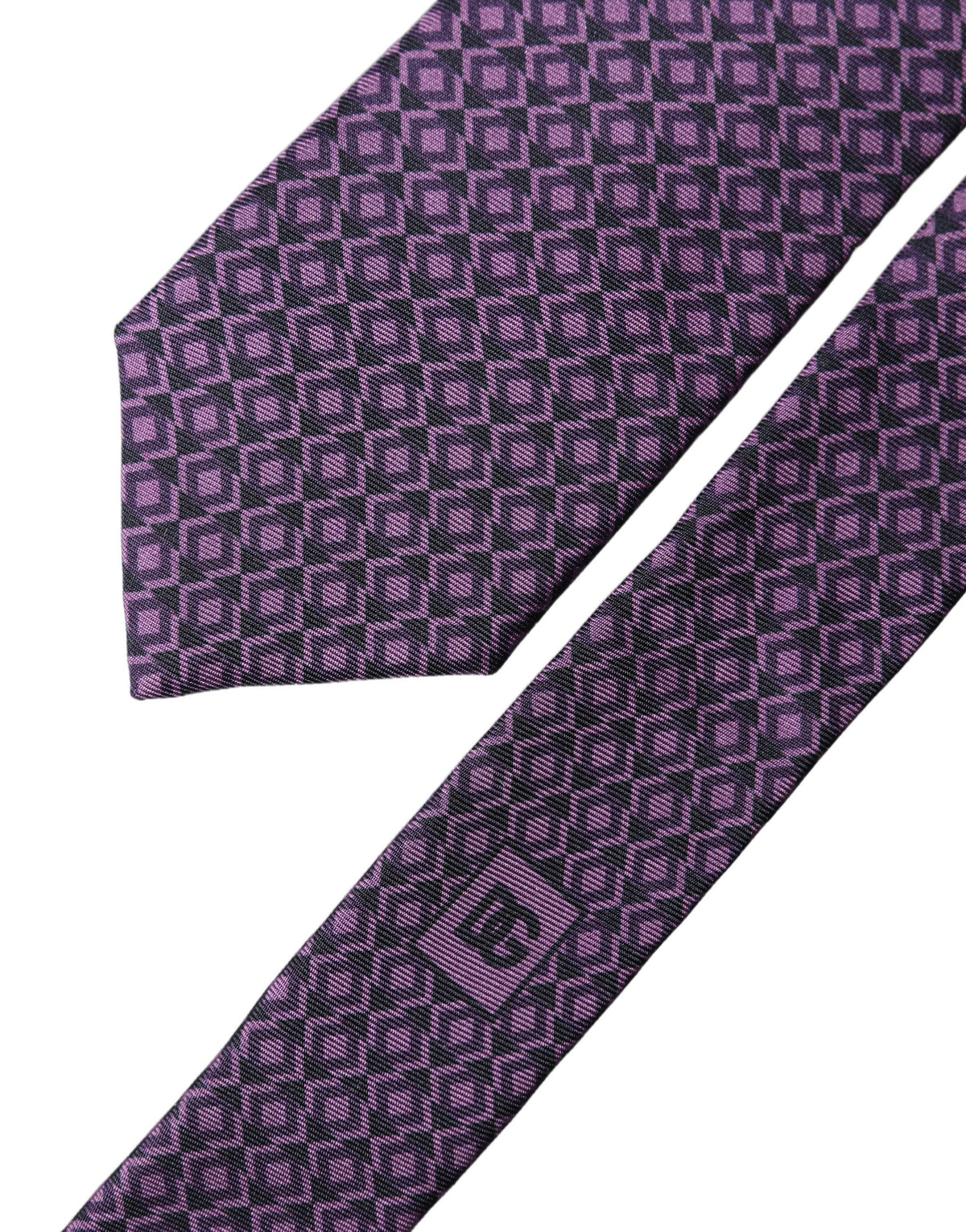 Dolce & Gabbana Purple Patterned 100% Silk Adjustable Men Necktie Tie
