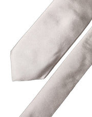 Dolce & Gabbana Light Gray Silk Satin Wide Adjustable Men Necktie Tie