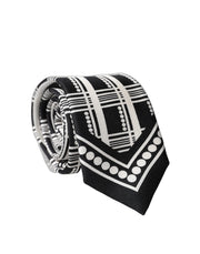 Dolce & Gabbana Black White Abstract Silk Adjustable Men Tied Necktie Tie