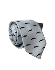 Dolce & Gabbana Light Gray Mustache Fantasy Silk Adjustable Necktie Tie