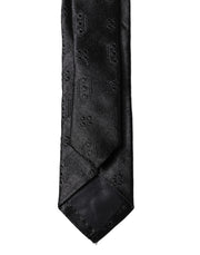 Dolce & Gabbana Black Patterned 100% Silk Adjustable Men Necktie Tie