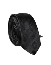 Dolce & Gabbana Black Patterned 100% Silk Adjustable Men Necktie Tie