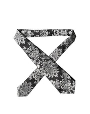 Dolce & Gabbana Black Silver Floral Silk Adjustable Women Necktie Tie