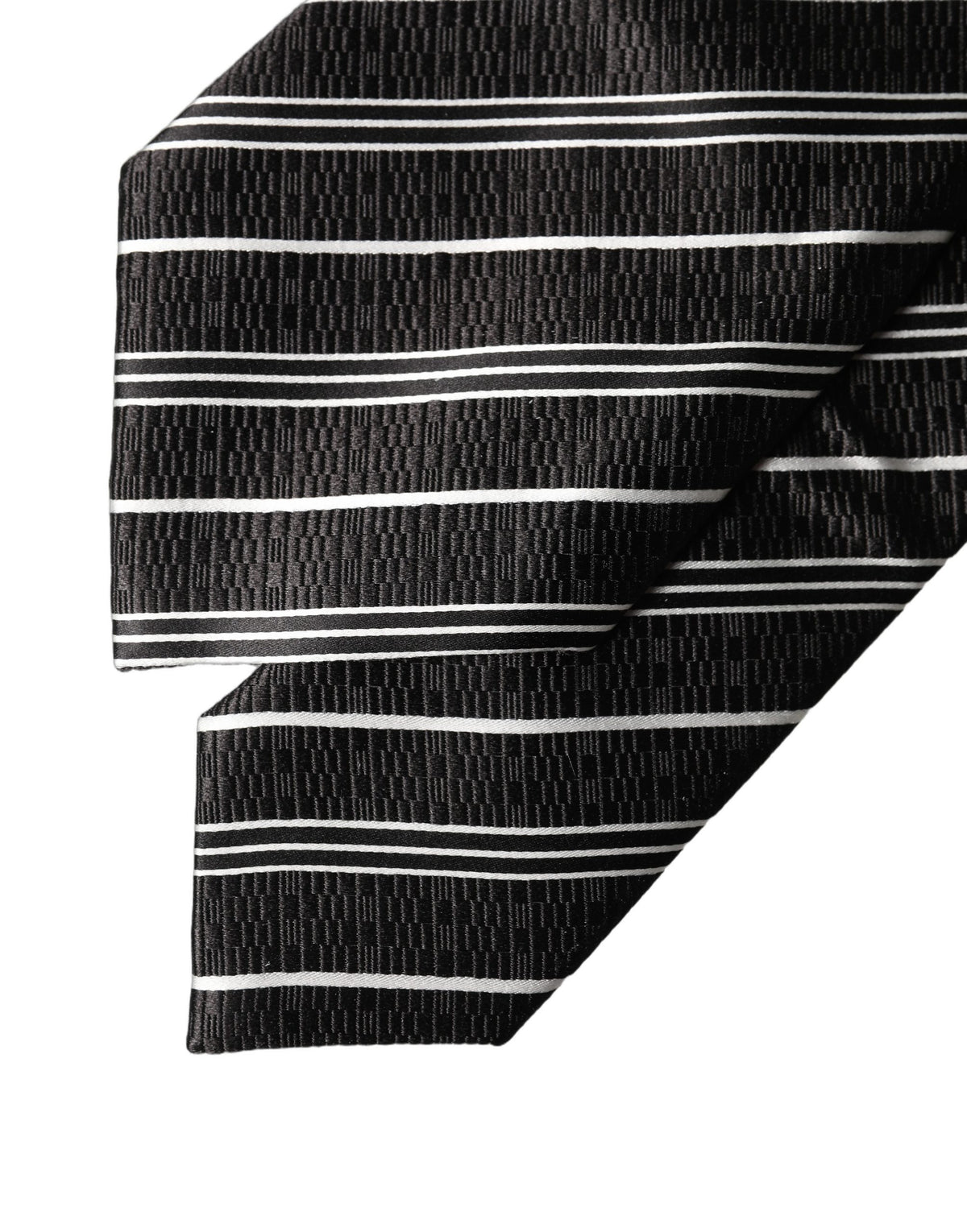 Dolce & Gabbana Dark Gray White Stripes Silk Adjustable Women Necktie Tie