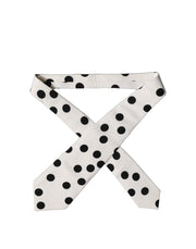 Dolce & Gabbana White Black Polka Dot Silk Adjustable Women Necktie Tie