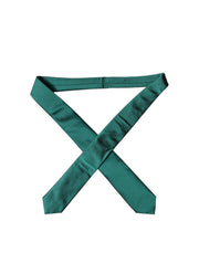 Dolce & Gabbana Dark Green Satin Silk Adjustable Women Tied Necktie Tie