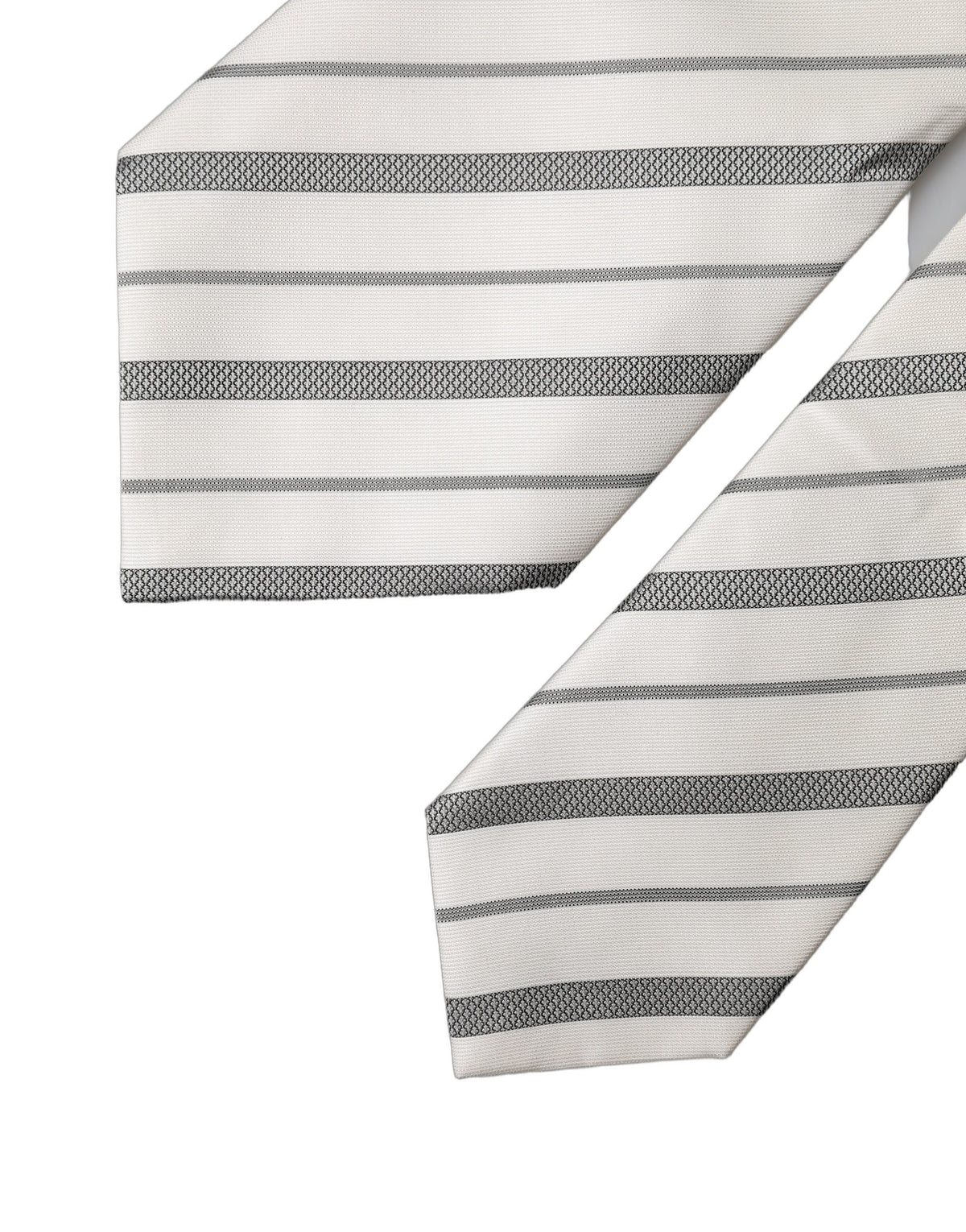 Dolce & Gabbana Gray White Stripes Silk Adjustable Women Necktie Tie
