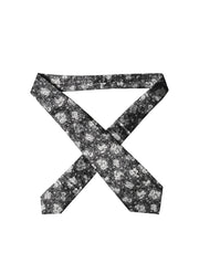 Dolce & Gabbana Black White Floral Silk Adjustable Women Necktie Tie