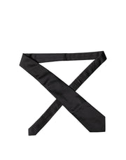 Dolce & Gabbana Black Solid Satin Silk Adjustable Women Necktie Tie