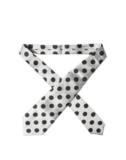 Dolce & Gabbana White Black Polka Dot Silk Adjustable Women Necktie Tie