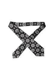 Dolce & Gabbana Dark Gray White Floral Silk Adjustable Women Necktie Tie