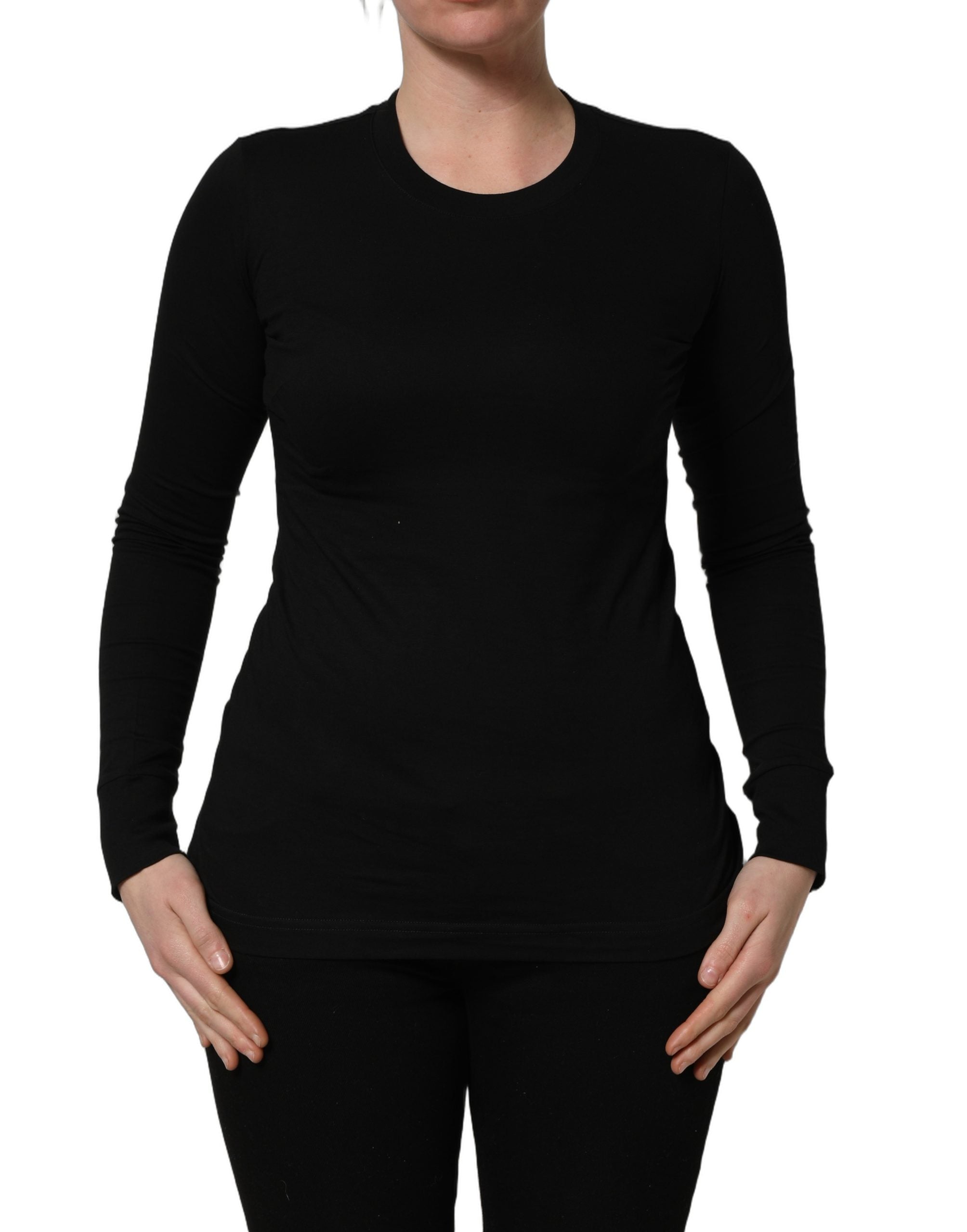 Dolce & Gabbana Black Long Sleeves Crew Neck Pullover Sweater for Women