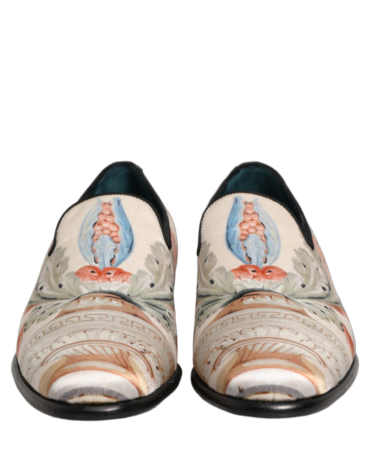 Dolce & Gabbana White Floral Vase Slip On Dress Loafers Shoes