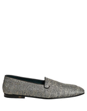 Dolce & Gabbana Gray Lurex Glitter Men Dress Loafers Shoes