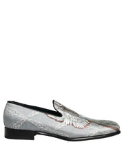 Dolce & Gabbana Gray Baroque Angel Velvet Men Loafers Shoes