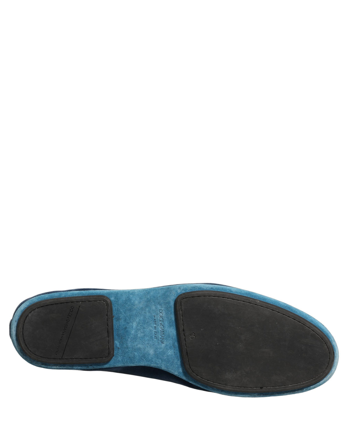 Dolce & Gabbana Blue Velvet Crown Embroidery Loafers Shoes