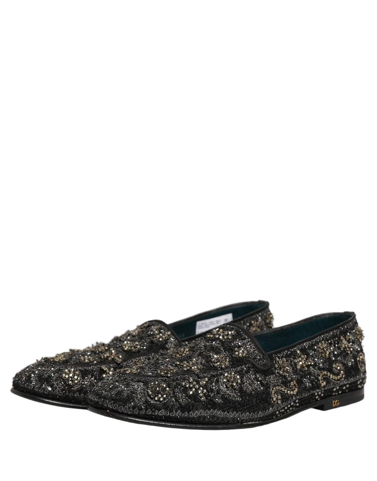 Dolce & Gabbana Black Rhinestone Embellished Loafers Shoes