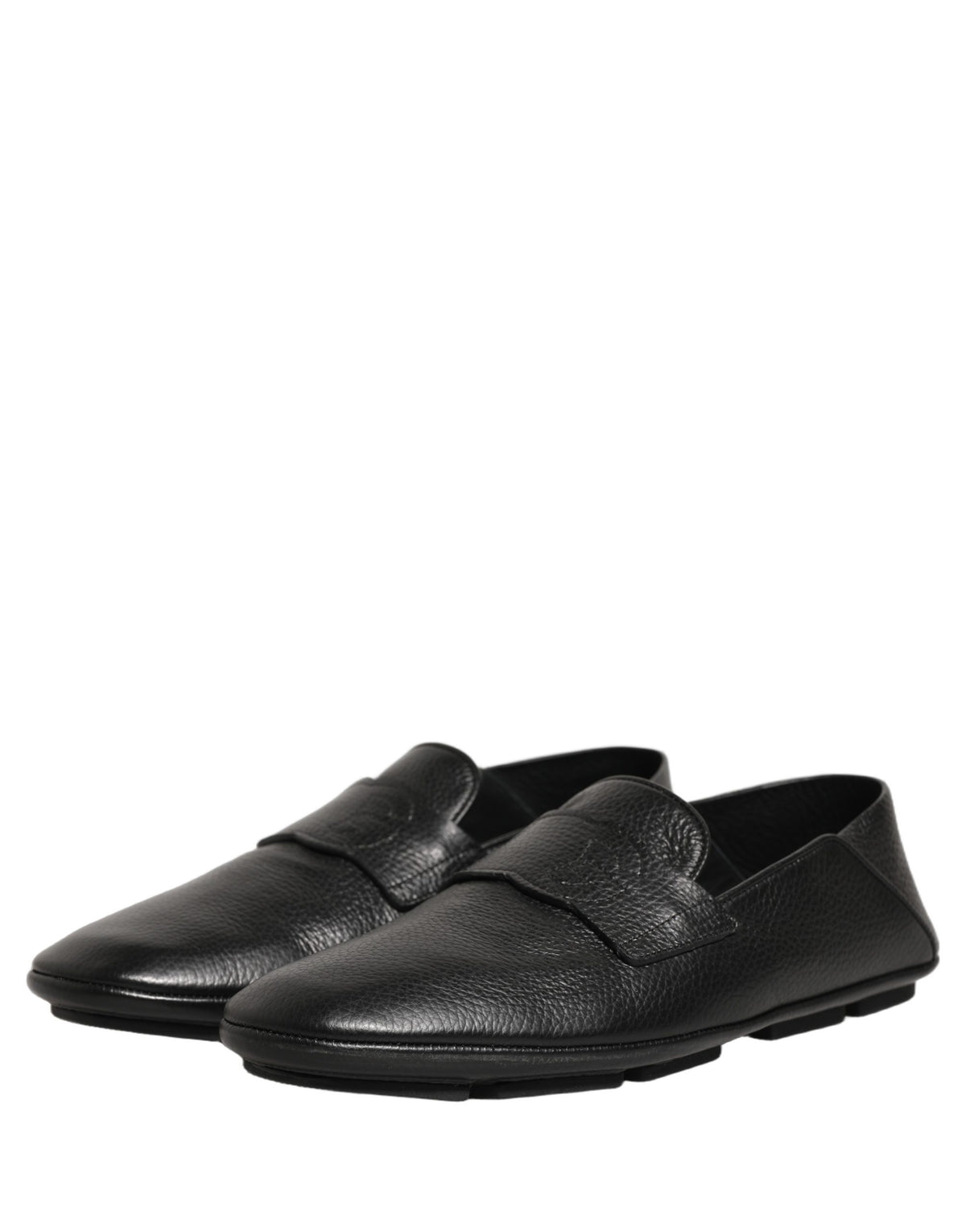 Dolce & Gabbana Black Deerskin Leather Driver Loafers Shoes