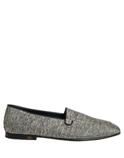 Dolce & Gabbana Gray Glitter Lurex DG Logo Dress Loafers Shoes