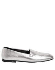 Dolce & Gabbana Silver Leather DG Logo Slip On Loafers Shoes for Men