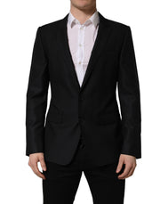 Dolce & Gabbana Dark Blue Wool Single Breasted Men Blazer Jacket