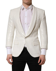 Dolce & Gabbana White Viscose Single Breasted Blazer Jacket