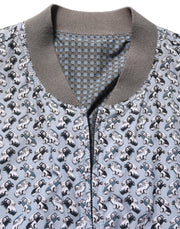 Dolce & Gabbana Light Blue Cotton Car Print Bomber Jacket