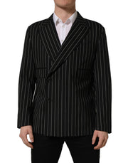 Dolce & Gabbana Dark Gray Stripes Wool Double Breasted Jacket