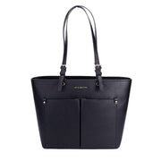 Michael Kors Womens Jet Set Travel Medium Double Pocket Tote Black/SIlver 35F3GTVT8B-001
