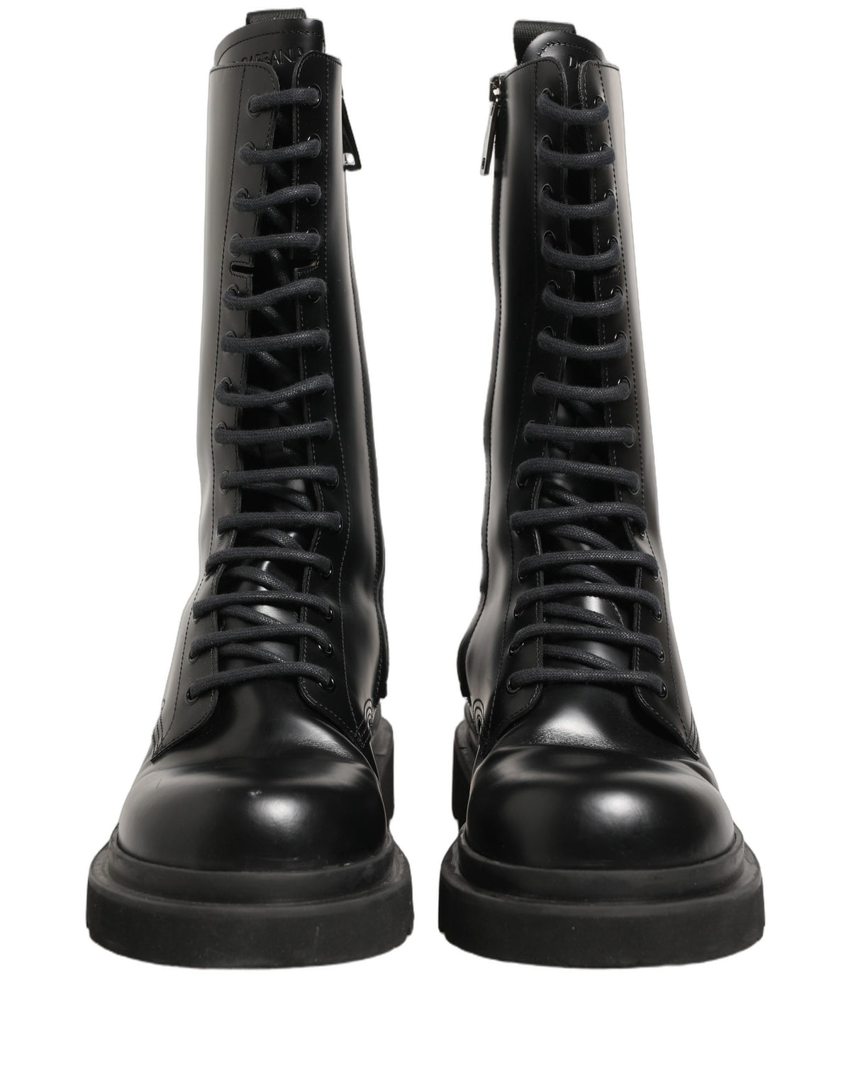 Dolce & Gabbana Black Leather Lace Up Men Combat Boots Shoes